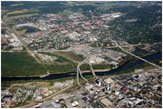 Aerial View of City of Lafayette and the Wabash River