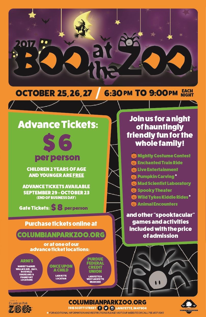 Tabloid Sized Flyer Boo at the Zoo 2017