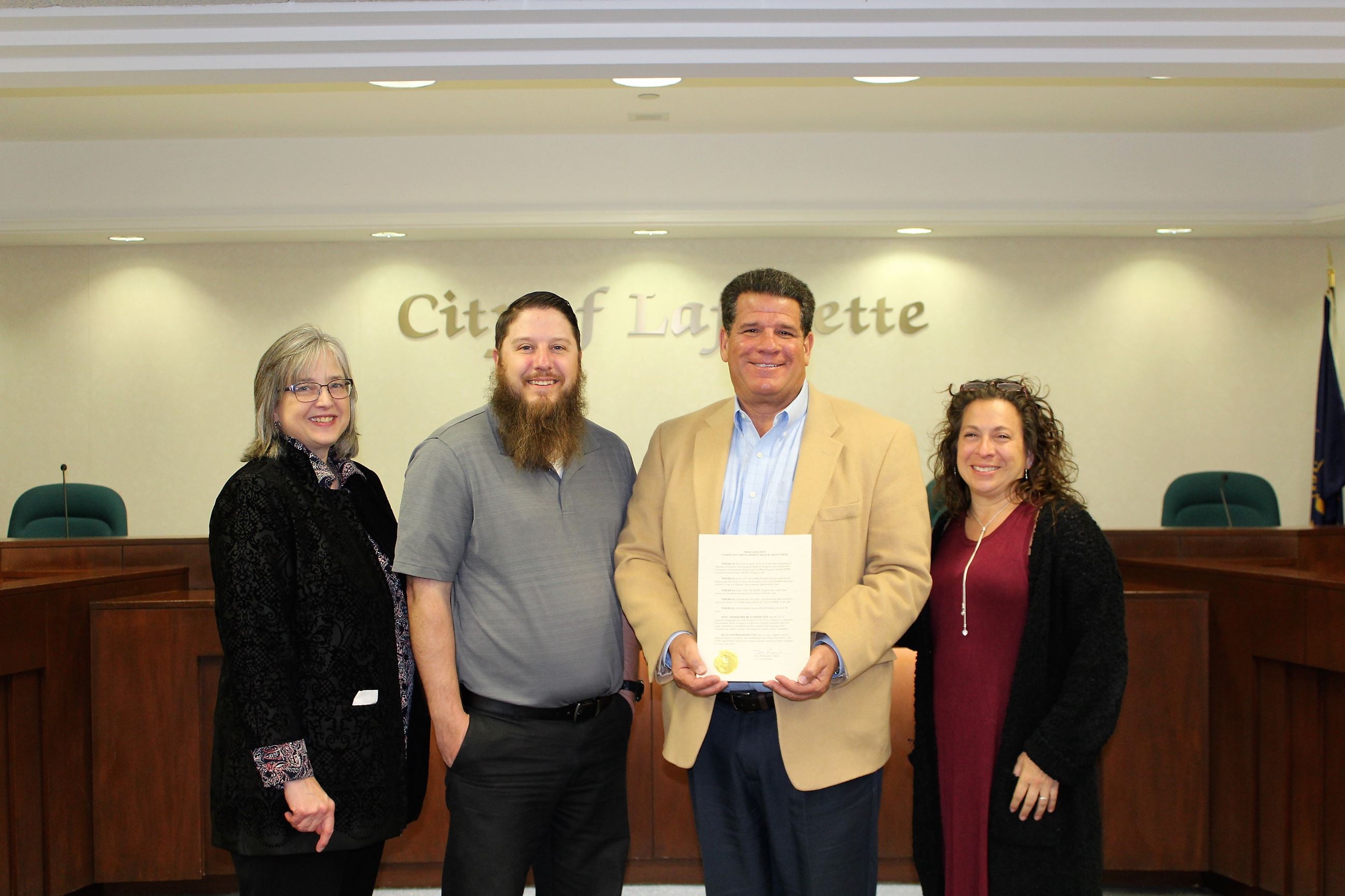 LHA staff and Mayor with proclamation